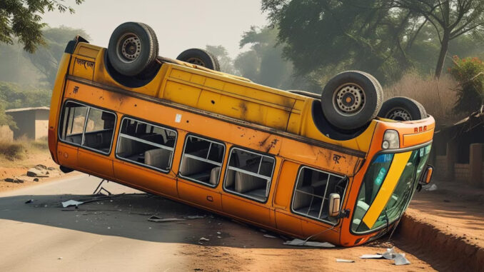 शाजापुर में भीषण हादसा : बस पलटने से एक महिला की मौत, 24 घायल