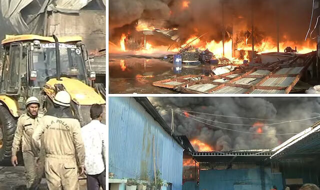 इंदौर में तीन कारखानों में आग लगी, मौके पर पहुंची फायर ब्रिगेड की गाड़ियां
