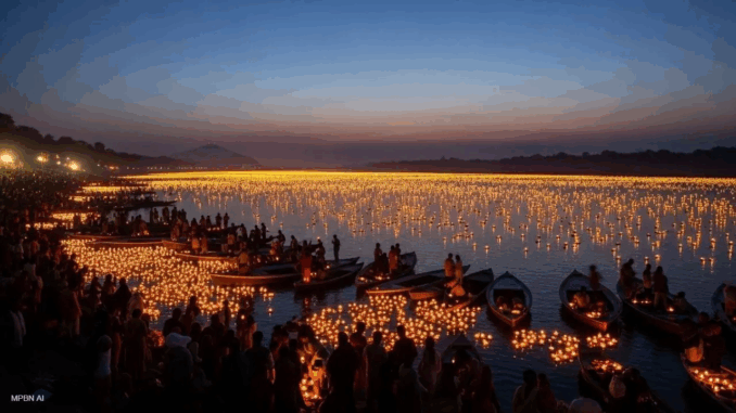 चित्रकूट में मंदाकिनी नदी के किनारे 12 लाख श्रद्धालुओं ने किया दीपदान