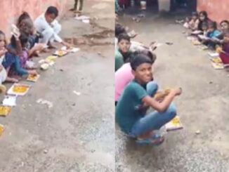 बच्चों का मध्याह्न भोजन अखबार पर परोसने की आलोचना के बाद स्कूल को स्टील की प्लेटें मिलीं