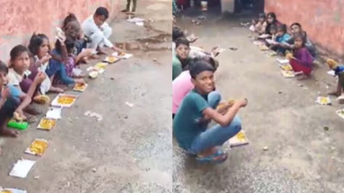 बच्चों का मध्याह्न भोजन अखबार पर परोसने की आलोचना के बाद स्कूल को स्टील की प्लेटें मिलीं
