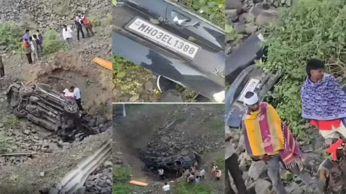 रतलाम में दिल्ली-मुंबई एक्सप्रेस वे का बैरियर तोड़कर खाई में गिरी बेकाबू कार, पांच लोगों की मौत