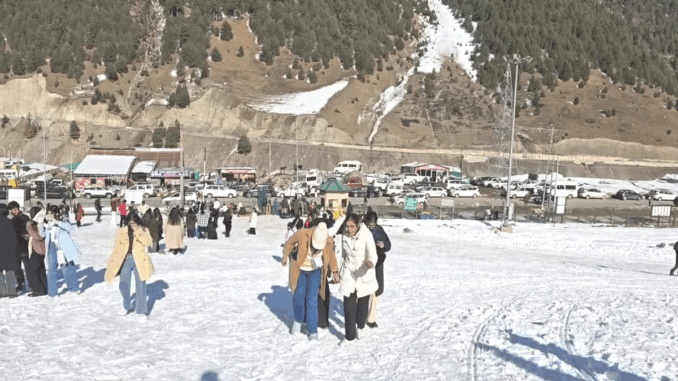 कश्मीर : ताजा बर्फबारी के साथ नये साल का स्वागत