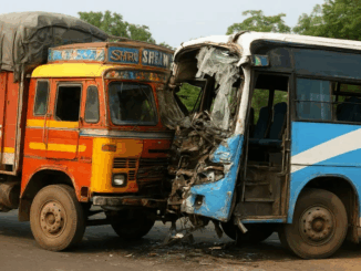 पश्चिम बंगाल के पूर्व बर्धमान में बस और ट्रक की टक्कर में एक महिला की मौत, 30 घायल