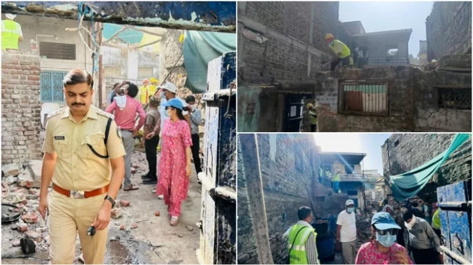 खंडवा में बूचड़खानों से निकलने वाले पशु अवशेषों का अवैध गोदाम ढहाया गया